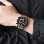 ساعت مچی عقربهای مردانه کوارتز اسکمی مدل 2059 | اسپرت و شیک با بند چرمی - Image 5