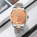 ساعت مچی مردانه اسکمی مدل 9321 | استیل دو رنگ رزگلد نگین‌دار - Image 3