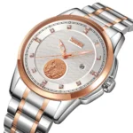 ساعت مچی مردانه اسکمی 9321 | ساعت استیل دو رنگ رزگلد کلاسیک - Image 2